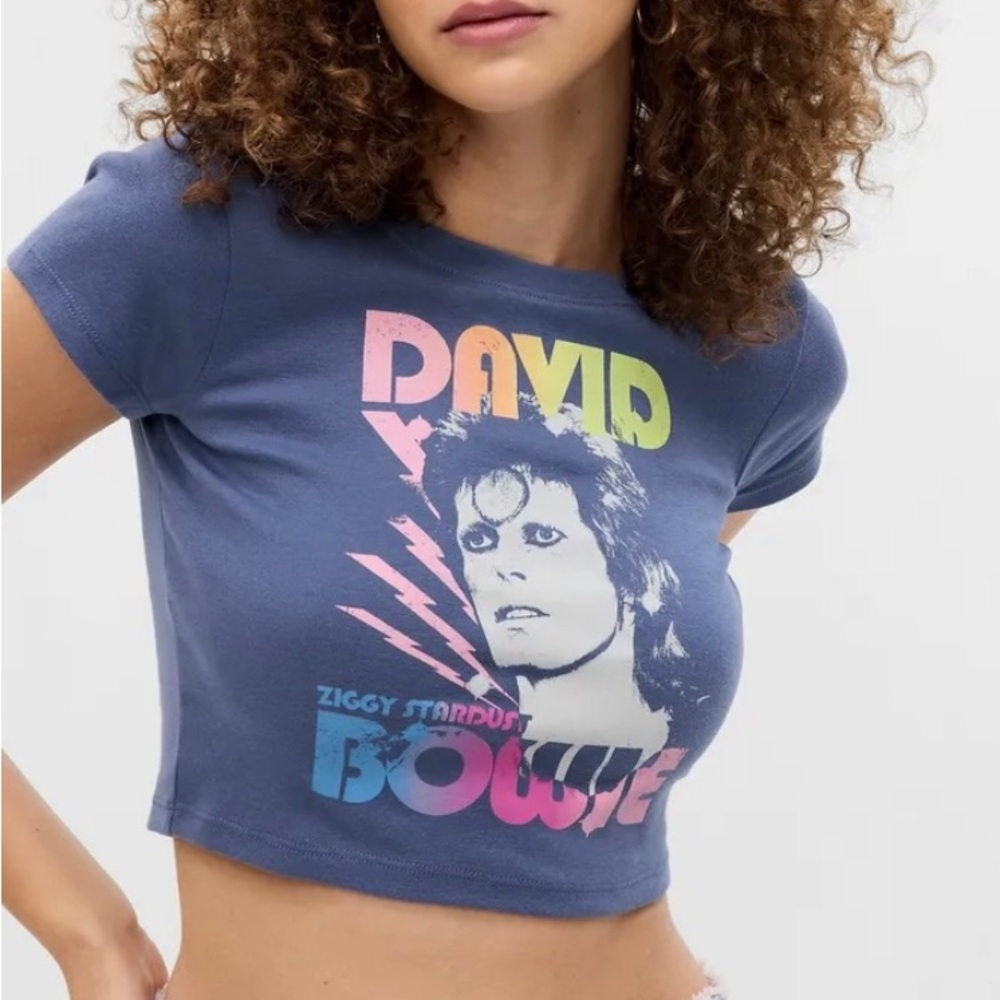 David Bowie Cropped Tee T Shirt Top 100% Cotton NWT Great Gift! XS-XL
